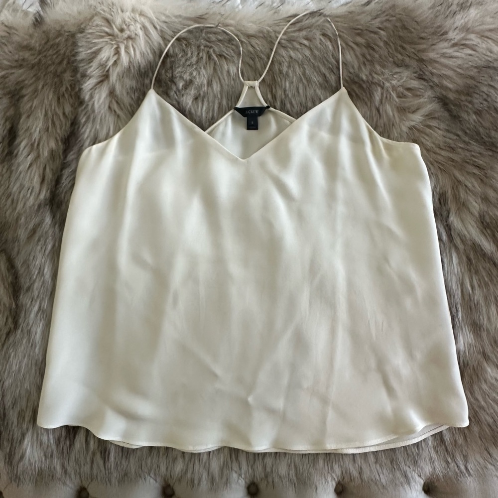 J Crew White Silk Racerback Cami